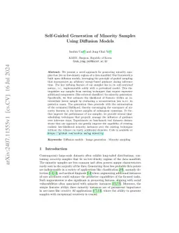 Self-Guided Generation of Minority Samples Using Diffusion Models