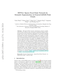 SFPNet: Sparse Focal Point Network for Semantic Segmentation on General
  LiDAR Point Clouds