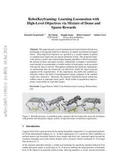 RobotKeyframing: Learning Locomotion with High-Level Objectives via
  Mixture of Dense and Sparse Rewards