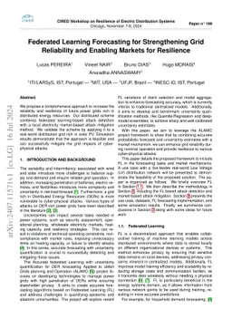 Federated Learning Forecasting for Strengthening Grid Reliability and
  Enabling Markets for Resilience
