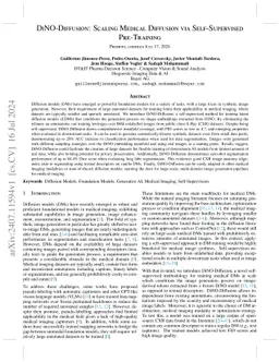 DiNO-Diffusion. Scaling Medical Diffusion via Self-Supervised
  Pre-Training