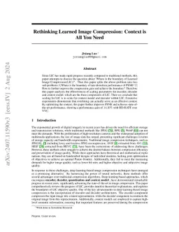Rethinking Learned Image Compression: Context is All You Need