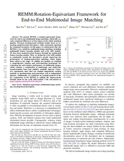 REMM:Rotation-Equivariant Framework for End-to-End Multimodal Image
  Matching
