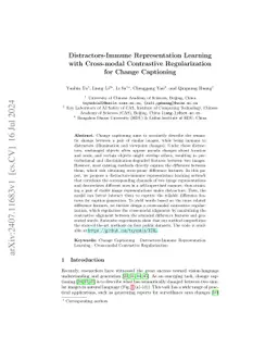 Distractors-Immune Representation Learning with Cross-modal Contrastive
  Regularization for Change Captioning