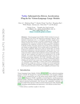 Turbo: Informativity-Driven Acceleration Plug-In for Vision-Language
  Large Models