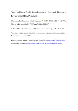 Touch in Human Social Robot Interaction: Systematic Literature Review
  with PRISMA Method