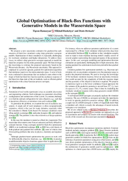 Global Optimisation of Black-Box Functions with Generative Models in the
  Wasserstein Space