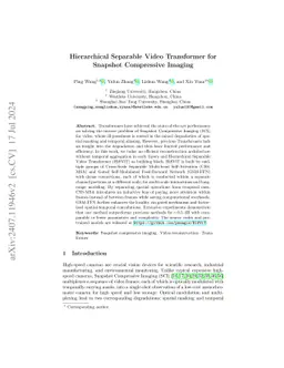 Hierarchical Separable Video Transformer for Snapshot Compressive
  Imaging