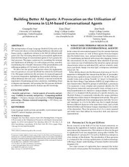 Building Better AI Agents: A Provocation on the Utilisation of Persona
  in LLM-based Conversational Agents
