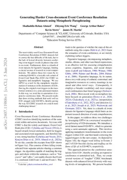 Generating Harder Cross-document Event Coreference Resolution Datasets
  using Metaphoric Paraphrasing
