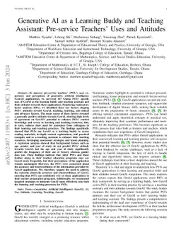 Generative AI as a Learning Buddy and Teaching Assistant: Pre-service
  Teachers' Uses and Attitudes