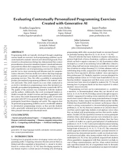 Evaluating Contextually Personalized Programming Exercises Created with
  Generative AI