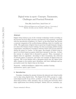 Digital twins in sport: Concepts, Taxonomies, Challenges and Practical
  Potentials