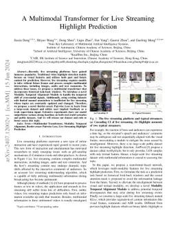 A Multimodal Transformer for Live Streaming Highlight Prediction