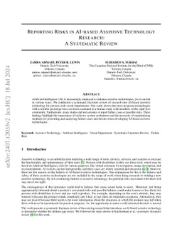 Reporting Risks in AI-based Assistive Technology Research: A Systematic
  Review