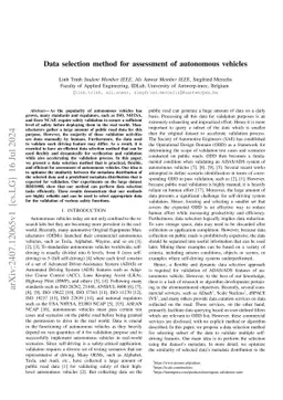 Data selection method for assessment of autonomous vehicles