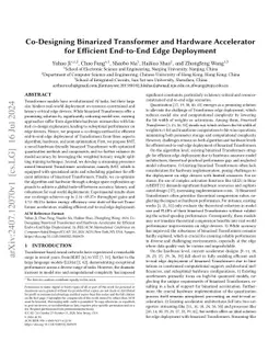 Co-Designing Binarized Transformer and Hardware Accelerator for
  Efficient End-to-End Edge Deployment