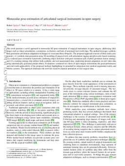 Monocular pose estimation of articulated surgical instruments in open
  surgery