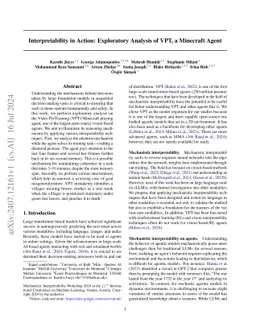 Interpretability in Action: Exploratory Analysis of VPT, a Minecraft
  Agent