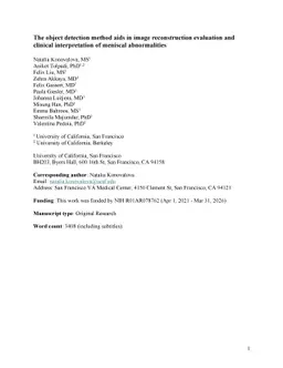 The object detection method aids in image reconstruction evaluation and
  clinical interpretation of meniscal abnormalities