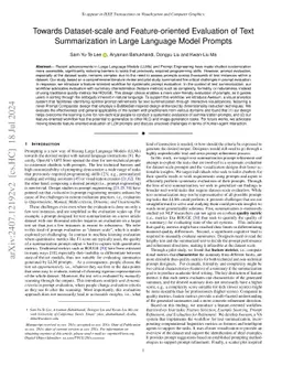 Towards Dataset-scale and Feature-oriented Evaluation of Text
  Summarization in Large Language Model Prompts