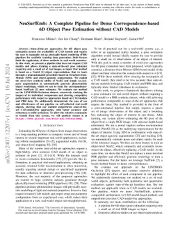 NeuSurfEmb: A Complete Pipeline for Dense Correspondence-based 6D Object
  Pose Estimation without CAD Models