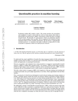 Questionable practices in machine learning