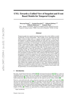UTG: Towards a Unified View of Snapshot and Event Based Models for
  Temporal Graphs