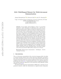 M2DS: Multilingual Dataset for Multi-document Summarisation