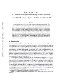 Why Do You Grok? A Theoretical Analysis of Grokking Modular Addition