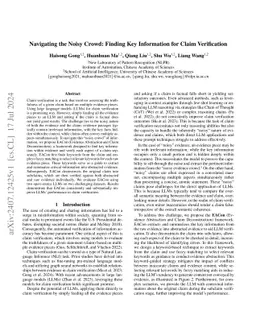 Navigating the Noisy Crowd: Finding Key Information for Claim
  Verification