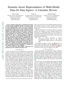 Semantic-Aware Representation of Multi-Modal Data for Data Ingress: A
  Literature Review