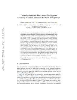 Causality-inspired Discriminative Feature Learning in Triple Domains for
  Gait Recognition