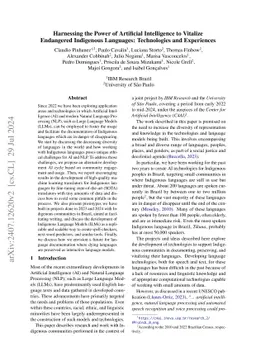 Harnessing the Power of Artificial Intelligence to Vitalize Endangered
  Indigenous Languages: Technologies and Experiences
