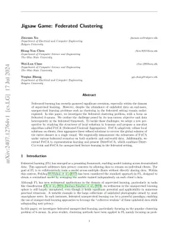 Jigsaw Game: Federated Clustering