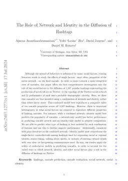 The Role of Network and Identity in the Diffusion of Hashtags