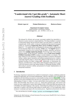 "I understand why I got this grade": Automatic Short Answer Grading with Feedback