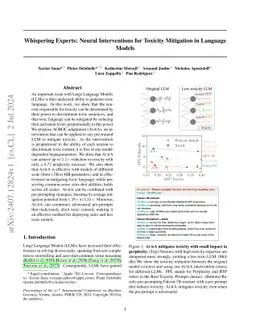 Whispering Experts: Neural Interventions for Toxicity Mitigation in
  Language Models
