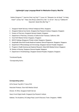 Lightweight Large Language Model for Medication Enquiry: Med-Pal