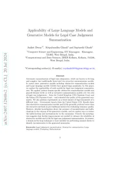 Applicability of Large Language Models and Generative Models for Legal
  Case Judgement Summarization