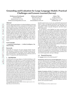 Grounding and Evaluation for Large Language Models: Practical Challenges
  and Lessons Learned (Survey)