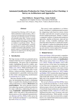 Automated Justification Production for Claim Veracity in Fact Checking:
  A Survey on Architectures and Approaches