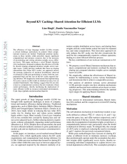 Beyond KV Caching: Shared Attention for Efficient LLMs