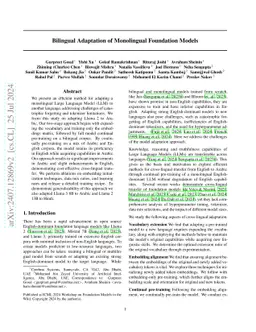 Bilingual Adaptation of Monolingual Foundation Models