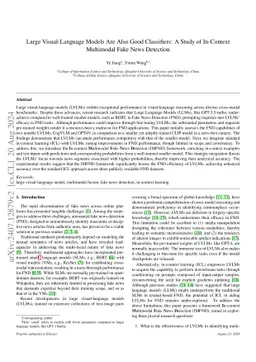 Large Visual-Language Models Are Also Good Classifiers: A Study of In-Context Multimodal Fake News Detection