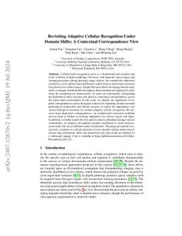 Revisiting Adaptive Cellular Recognition Under Domain Shifts: A
  Contextual Correspondence View