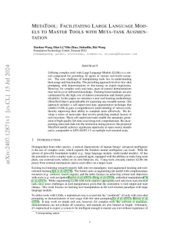 MetaTool: Facilitating Large Language Models to Master Tools with
  Meta-task Augmentation