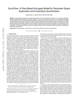 SurroFlow: A Flow-Based Surrogate Model for Parameter Space Exploration
  and Uncertainty Quantification