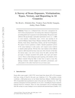 A Survey of Scam Exposure, Victimization, Types, Vectors, and Reporting
  in 12 Countries