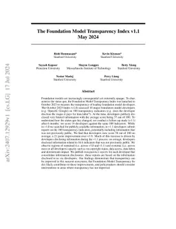 The 2024 Foundation Model Transparency Index
